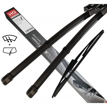 Front and Rear Aero Flat Wiper 3 Pack